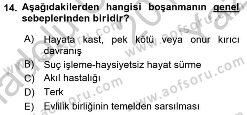 Medeni Hukuk 1 Dersi 2018 - 2019 Yılı Yaz Okulu Sınav Soruları 14. Soru