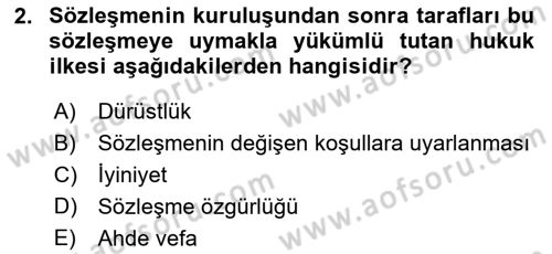 Medeni Hukuk 1 Dersi 2018 - 2019 Yılı Yaz Okulu Sınav Soruları 2. Soru