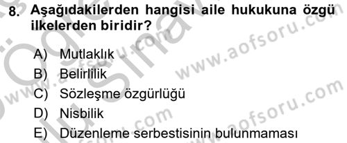Medeni Hukuk 1 Dersi 2018 - 2019 Yılı Yaz Okulu Sınav Soruları 8. Soru