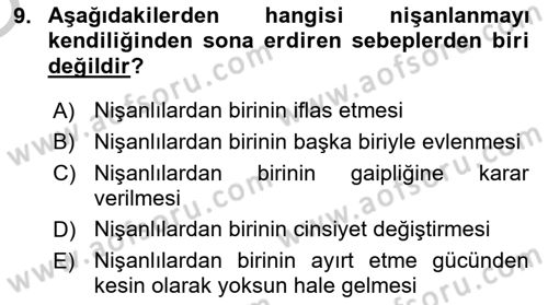 Medeni Hukuk 1 Dersi 2018 - 2019 Yılı Yaz Okulu Sınav Soruları 9. Soru