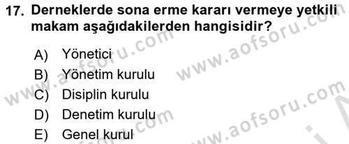 Medeni Hukuk 1 Dersi 2019 - 2020 Yılı (Vize) Ara Sınav Soruları 17. Soru