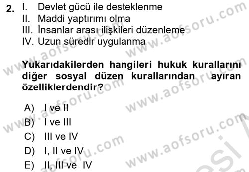 Medeni Hukuk 1 Dersi 2019 - 2020 Yılı (Vize) Ara Sınav Soruları 2. Soru