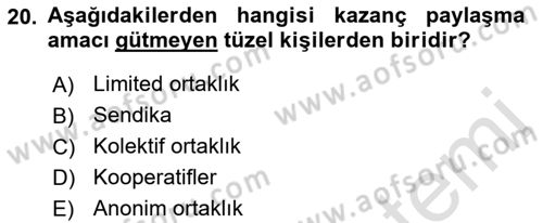 Medeni Hukuk 1 Dersi 2019 - 2020 Yılı (Vize) Ara Sınav Soruları 20. Soru