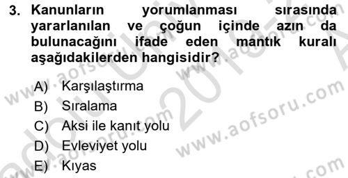 Medeni Hukuk 1 Dersi 2019 - 2020 Yılı (Vize) Ara Sınav Soruları 3. Soru