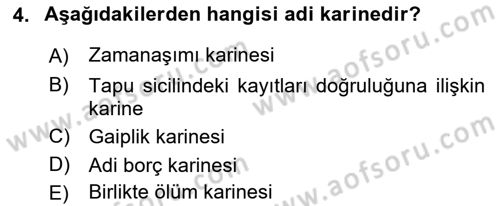 Medeni Hukuk 1 Dersi 2019 - 2020 Yılı (Vize) Ara Sınav Soruları 4. Soru