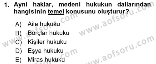 Medeni Hukuk 1 Dersi 2019 - 2020 Yılı (Final) Dönem Sonu Sınav Soruları 1. Soru