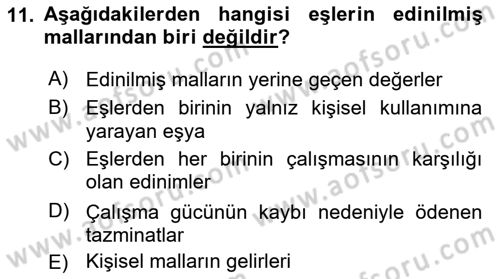 Medeni Hukuk 1 Dersi 2019 - 2020 Yılı (Final) Dönem Sonu Sınav Soruları 11. Soru