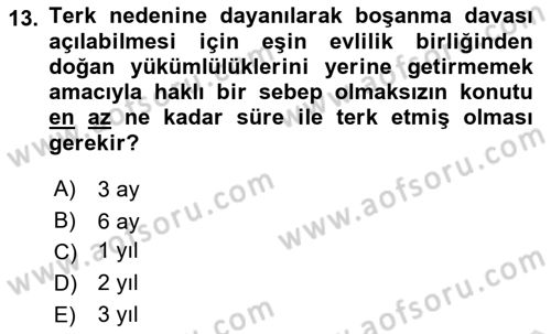 Medeni Hukuk 1 Dersi 2019 - 2020 Yılı (Final) Dönem Sonu Sınav Soruları 13. Soru