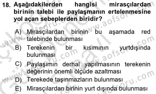 Medeni Hukuk 1 Dersi 2019 - 2020 Yılı (Final) Dönem Sonu Sınav Soruları 18. Soru