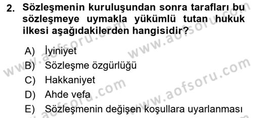Medeni Hukuk 1 Dersi 2019 - 2020 Yılı (Final) Dönem Sonu Sınav Soruları 2. Soru