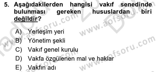 Medeni Hukuk 1 Dersi 2019 - 2020 Yılı (Final) Dönem Sonu Sınav Soruları 5. Soru
