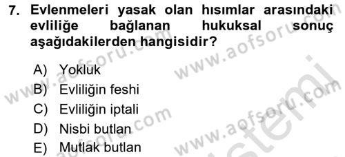 Medeni Hukuk 1 Dersi 2019 - 2020 Yılı (Final) Dönem Sonu Sınav Soruları 7. Soru