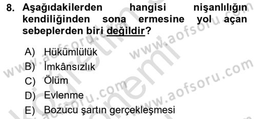 Medeni Hukuk 1 Dersi 2019 - 2020 Yılı (Final) Dönem Sonu Sınav Soruları 8. Soru