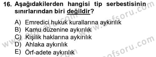 Medeni Hukuk 2 Dersi 2012 - 2013 Yılı (Vize) Ara Sınav Soruları 16. Soru