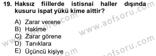 Medeni Hukuk 2 Dersi 2012 - 2013 Yılı (Vize) Ara Sınav Soruları 19. Soru