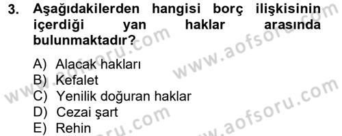 Medeni Hukuk 2 Dersi 2012 - 2013 Yılı (Vize) Ara Sınav Soruları 3. Soru