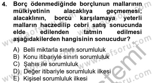 Medeni Hukuk 2 Dersi 2012 - 2013 Yılı (Vize) Ara Sınav Soruları 4. Soru