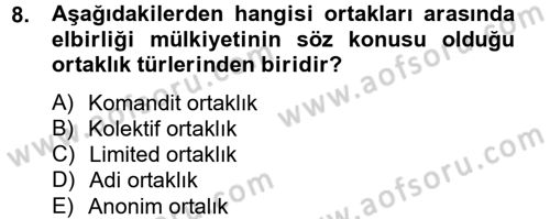 Medeni Hukuk 2 Dersi 2012 - 2013 Yılı (Vize) Ara Sınav Soruları 8. Soru