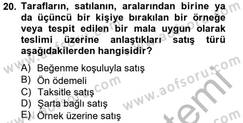 Medeni Hukuk 2 Dersi 2012 - 2013 Yılı (Final) Dönem Sonu Sınav Soruları 20. Soru