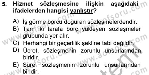 Medeni Hukuk 2 Dersi 2012 - 2013 Yılı (Final) Dönem Sonu Sınav Soruları 5. Soru