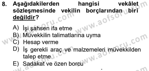 Medeni Hukuk 2 Dersi 2012 - 2013 Yılı (Final) Dönem Sonu Sınav Soruları 8. Soru
