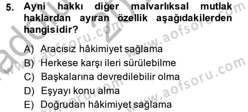 Medeni Hukuk 2 Dersi 2013 - 2014 Yılı (Vize) Ara Sınav Soruları 5. Soru