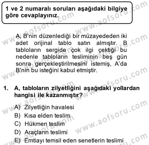 Medeni Hukuk 2 Dersi 2013 - 2014 Yılı (Final) Dönem Sonu Sınav Soruları 1. Soru