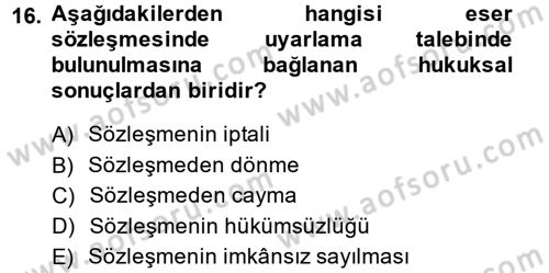 Medeni Hukuk 2 Dersi 2013 - 2014 Yılı (Final) Dönem Sonu Sınav Soruları 16. Soru