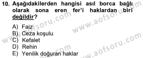 Medeni Hukuk 2 Dersi 2013 - 2014 Yılı Tek Ders Sınav Soruları 10. Soru