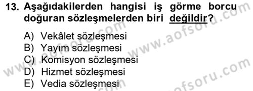 Medeni Hukuk 2 Dersi 2013 - 2014 Yılı Tek Ders Sınav Soruları 13. Soru