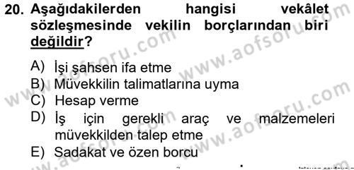 Medeni Hukuk 2 Dersi 2013 - 2014 Yılı Tek Ders Sınav Soruları 20. Soru