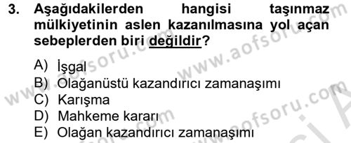Medeni Hukuk 2 Dersi 2013 - 2014 Yılı Tek Ders Sınav Soruları 3. Soru