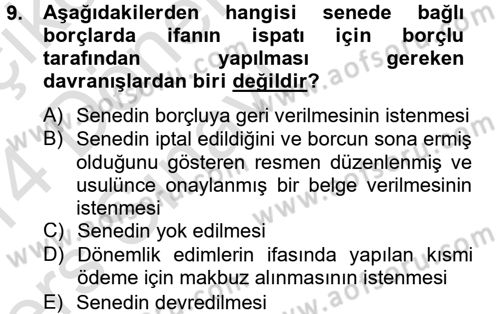 Medeni Hukuk 2 Dersi 2013 - 2014 Yılı Tek Ders Sınav Soruları 9. Soru