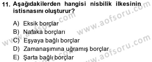 Medeni Hukuk 2 Dersi 2014 - 2015 Yılı (Vize) Ara Sınav Soruları 11. Soru