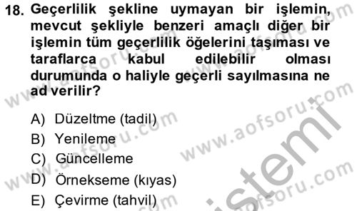 Medeni Hukuk 2 Dersi 2014 - 2015 Yılı (Vize) Ara Sınav Soruları 18. Soru