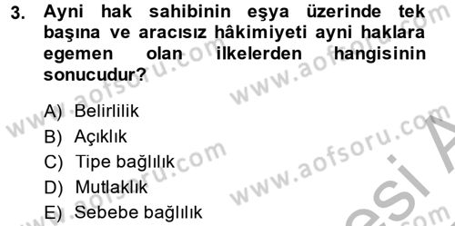 Medeni Hukuk 2 Dersi 2014 - 2015 Yılı (Vize) Ara Sınav Soruları 3. Soru