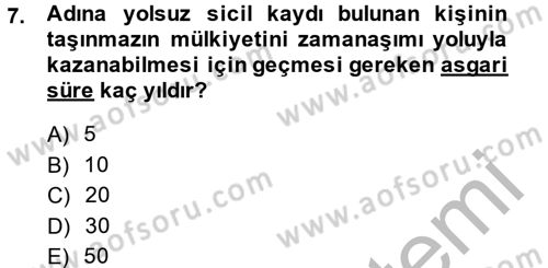 Medeni Hukuk 2 Dersi 2014 - 2015 Yılı (Vize) Ara Sınav Soruları 7. Soru