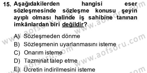 Medeni Hukuk 2 Dersi 2014 - 2015 Yılı (Final) Dönem Sonu Sınav Soruları 15. Soru