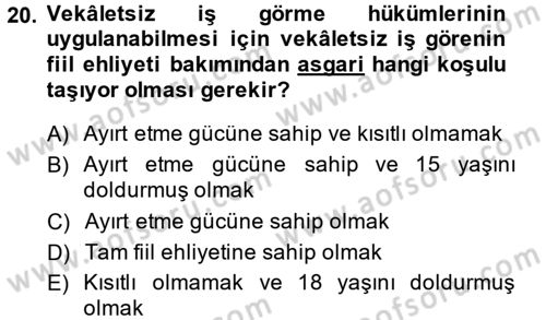 Medeni Hukuk 2 Dersi 2014 - 2015 Yılı (Final) Dönem Sonu Sınav Soruları 20. Soru