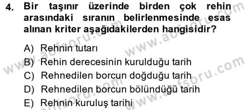 Medeni Hukuk 2 Dersi 2014 - 2015 Yılı (Final) Dönem Sonu Sınav Soruları 4. Soru