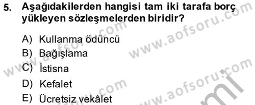 Medeni Hukuk 2 Dersi 2014 - 2015 Yılı (Final) Dönem Sonu Sınav Soruları 5. Soru