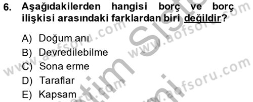 Medeni Hukuk 2 Dersi 2014 - 2015 Yılı (Final) Dönem Sonu Sınav Soruları 6. Soru