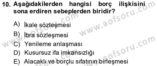 Medeni Hukuk 2 Dersi 2014 - 2015 Yılı Tek Ders Sınav Soruları 10. Soru