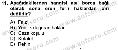 Medeni Hukuk 2 Dersi 2014 - 2015 Yılı Tek Ders Sınav Soruları 11. Soru