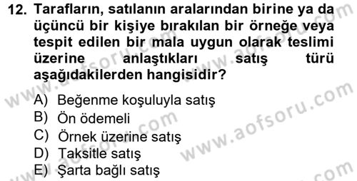 Medeni Hukuk 2 Dersi 2014 - 2015 Yılı Tek Ders Sınav Soruları 12. Soru