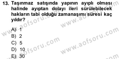 Medeni Hukuk 2 Dersi 2014 - 2015 Yılı Tek Ders Sınav Soruları 13. Soru