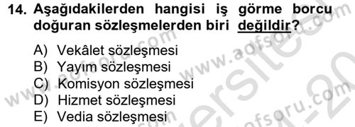 Medeni Hukuk 2 Dersi 2014 - 2015 Yılı Tek Ders Sınav Soruları 14. Soru