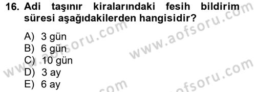 Medeni Hukuk 2 Dersi 2014 - 2015 Yılı Tek Ders Sınav Soruları 16. Soru