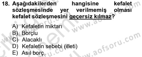 Medeni Hukuk 2 Dersi 2014 - 2015 Yılı Tek Ders Sınav Soruları 18. Soru