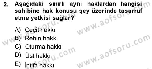 Medeni Hukuk 2 Dersi 2014 - 2015 Yılı Tek Ders Sınav Soruları 2. Soru